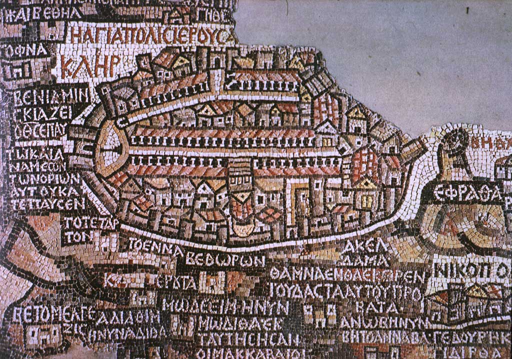Mappa di Gerusalemme, Madaba, Chiesa di san Giorgio, VI sec.